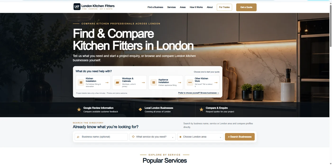 London Kitchen Fitters lead generation project